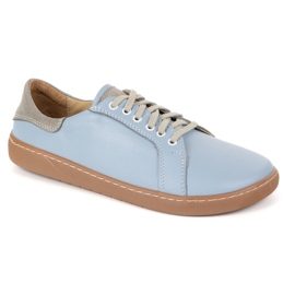 Olivier Aura: zapatillas de cuero casuales de color descalzo para mujer azul claro, caja de punta ancha 2