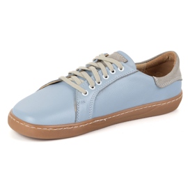 Olivier Aura: zapatillas de cuero casuales de color descalzo para mujer azul claro, caja de punta ancha 3
