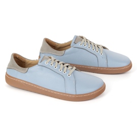 Olivier Aura: zapatillas de cuero casuales de color descalzo para mujer azul claro, caja de punta ancha 4