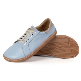 Olivier Aura: zapatillas de cuero casuales de color descalzo para mujer azul claro, caja de punta ancha 5