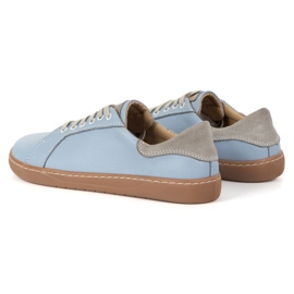 Olivier Aura: zapatillas de cuero casuales de color descalzo para mujer azul claro, caja de punta ancha 6