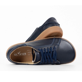 Olivier Zapatos de cuero de zapatillas azul marino descalzo aura marina con una suela plana 8