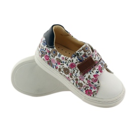Zapatos de niña con flores Bartuś rosa marrón blanco 3
