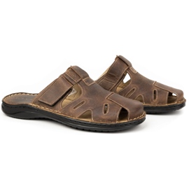 WASAK Babuchas hombre piel 0223W Kaki marrón 3