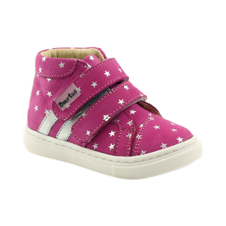 Zapatos de niña con estrellas Bartuś rosa gris 1