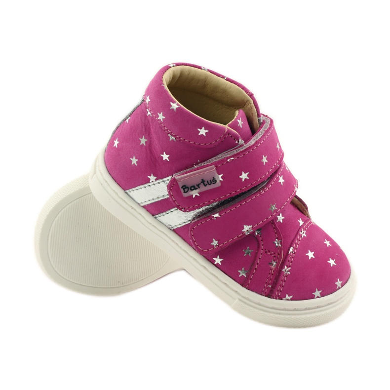 Zapatos de niña con estrellas Bartuś rosado gris 3