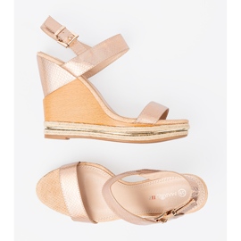Shelvt Sandalias para mujeres en cuñas en oro rosa rosado 5