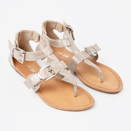 Shelvt Sandalias beige ligeras con motivo de serpiente 2