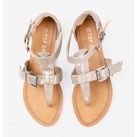 Shelvt Sandalias beige ligeras con motivo de serpiente 3