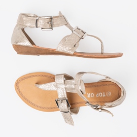 Shelvt Sandalias beige ligeras con motivo de serpiente 4