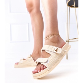 Aletas de crochet beige con rayas de kliris ajustables 4