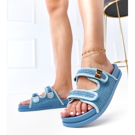 Chanclas de crochet azul con rayas de kliris ajustables 4
