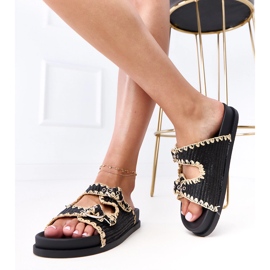 Chanclas negras con hebilla sameli negro 4