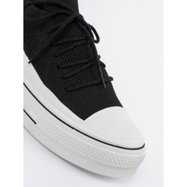 Shelvt Zapatillas negras deslizadas con cordones decorativos negro 4