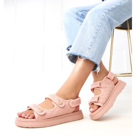 Sandalias rosadas con cinturones de barba ajustables rosado 2