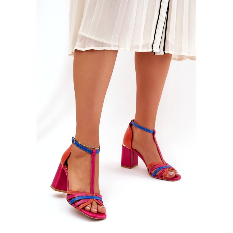 Sandalias de cuero para mujeres en el Multicolor Post de Laura Messi 2879 rosa 2