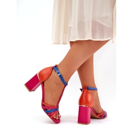Sandalias de cuero para mujeres en el Multicolor Post de Laura Messi 2879 rosa 4