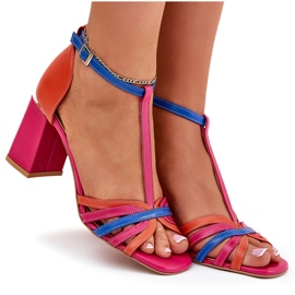 Sandalias de cuero para mujeres en el Multicolor Post de Laura Messi 2879 rosa 6