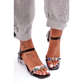 S.Barski Tacones altos de mujeres con cristales Czarne S. Barski MR1037-01 negro 2