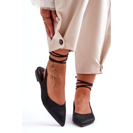 Bailarinas de Mujer con Cordones Decoradas con Tachuelas, Negro Jange 4