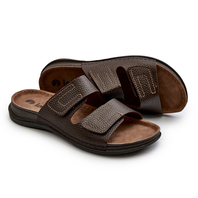 Chanclas de Hombre Cómodas con Tiras de Velcro Inblu GV00002I Marrón Oscuro 6