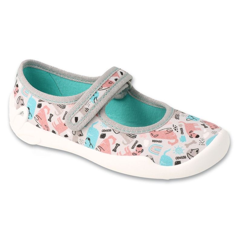 Pantuflas infantiles befado con velcro, suela transpirable, 114X550, gris/colorido 1 Pantuflas infantiles befado con velcro, suela transpirable, 114X550, gris/colorido 1