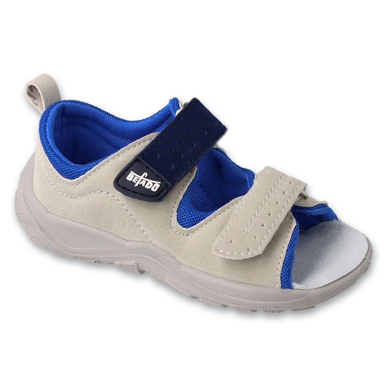 Sandalias Befado Inserto de cuero para niños 721p005 Popiel/Azul gris 1