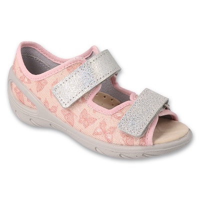 Sandalias infantiles de Befado PU 063P014 Inserto de cuero rosado 1
