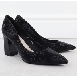 Bombas de mujeres con flores en el poste negro Vinceza 62254 4