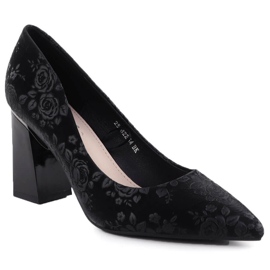 Bombas de mujeres con flores en el poste negro Vinceza 62254 3