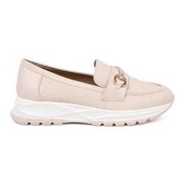 Shelvt Mocasines beige ligeros con un elemento dorado decorativo 3