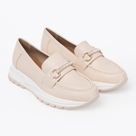 Shelvt Mocasines beige ligeros con un elemento dorado decorativo 4