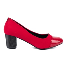 Goodin Bombas rojas con un dedo del pie barnizado rojo 3