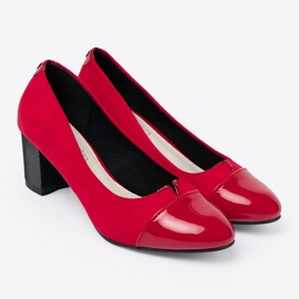 Goodin Bombas rojas con un dedo del pie barnizado rojo 4
