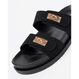 Shelvt Zapatillas en la plataforma con detalles dorados negro 1 Shelvt Zapatillas en la plataforma con detalles dorados negro 1