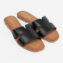 Shelvt Zapatillas de cuero para mujeres negras negro 2