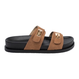 Shelvt Chanclas de mujer Jansnobrowe con inserciones doradas 1