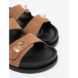 Shelvt Chanclas de mujer Jansnobrowe con inserciones doradas 5