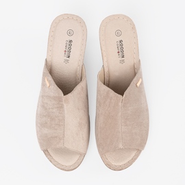Goodin Chanclas plataforma mujer beige 4