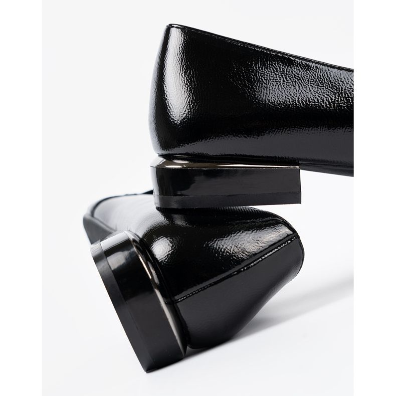 Mocasines barnizados con una abrazadera decorativa de Sergio Leone negro 1