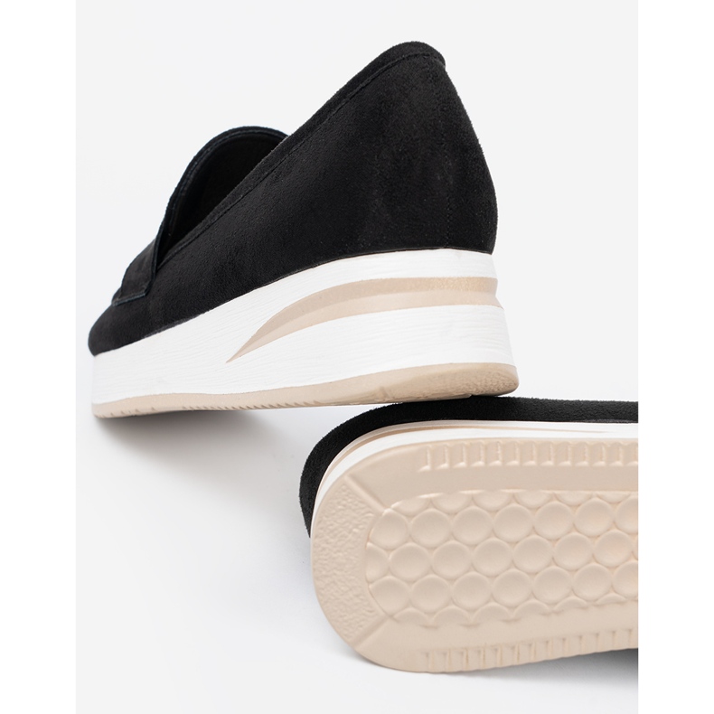 Shelvt Mocasines negros sobre plataforma de ante 2 Shelvt Mocasines negros sobre plataforma de ante 2