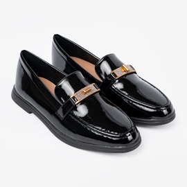 Shelvt Elegantes mocasines barnizados con una decoración dorada negro 1