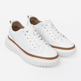 Sergio Leone Plataforma de cuero de zapatillas de deporte blancas blanco 3