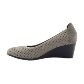 M.Daszyński Zapatos de salón con cuña para mujer Daszyński 113 gris 2