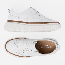 Sergio Leone Plataforma de cuero de zapatillas de deporte blancas blanco 5