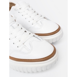 Sergio Leone Plataforma de cuero de zapatillas de deporte blancas blanco 6