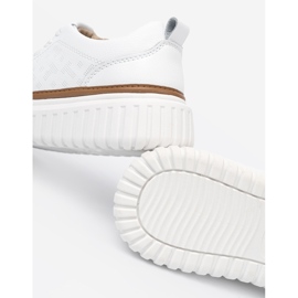 Sergio Leone Plataforma de cuero de zapatillas de deporte blancas blanco 1
