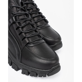 Botas de caminata de encaje negro con una suela gruesa Sergio Leone 6