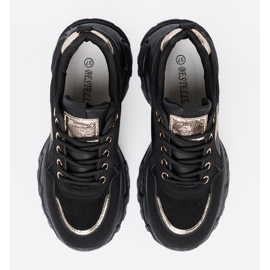 Shelvt Zapatillas negras con un corazón dorado decorativo negro 4