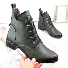 Botines de tacón plano con aislamiento Jezzi W JEZ412B verde 5
